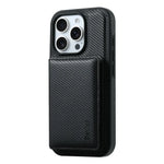 iPhone 15 Series Carbon Fiber Pattern MagSafe Case with Detachable Card Holder