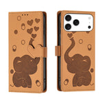 Cartoon Elephant Leather Flip Case with Card Pocket for iPhone 17 Series