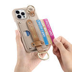 iPhone 15 Series Leather Wallet Case with Wrist Strap & Card Holder