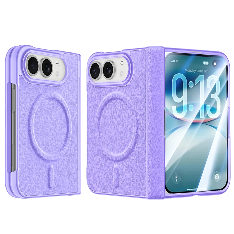 Textured PU Leather Hinge Protection Case for iPhone Duo