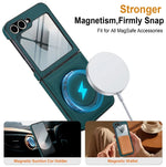 Protective Leather Magnetic Case with Ring Bracket & Glass Film for Samsung Galaxy Z Flip 6