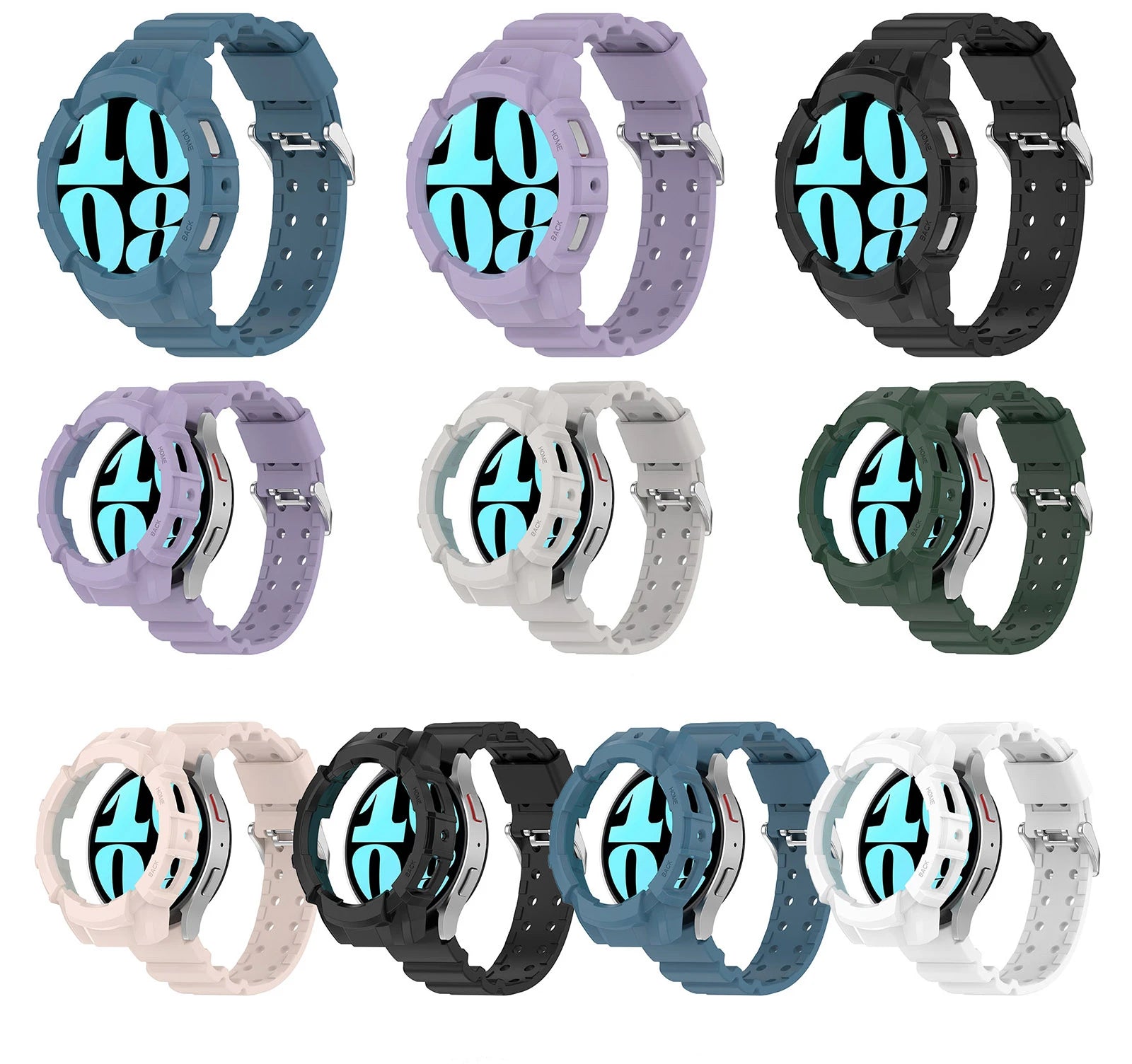 Rugged Armor Case + Sports Silicone Band for Samsung Galaxy Watch 6