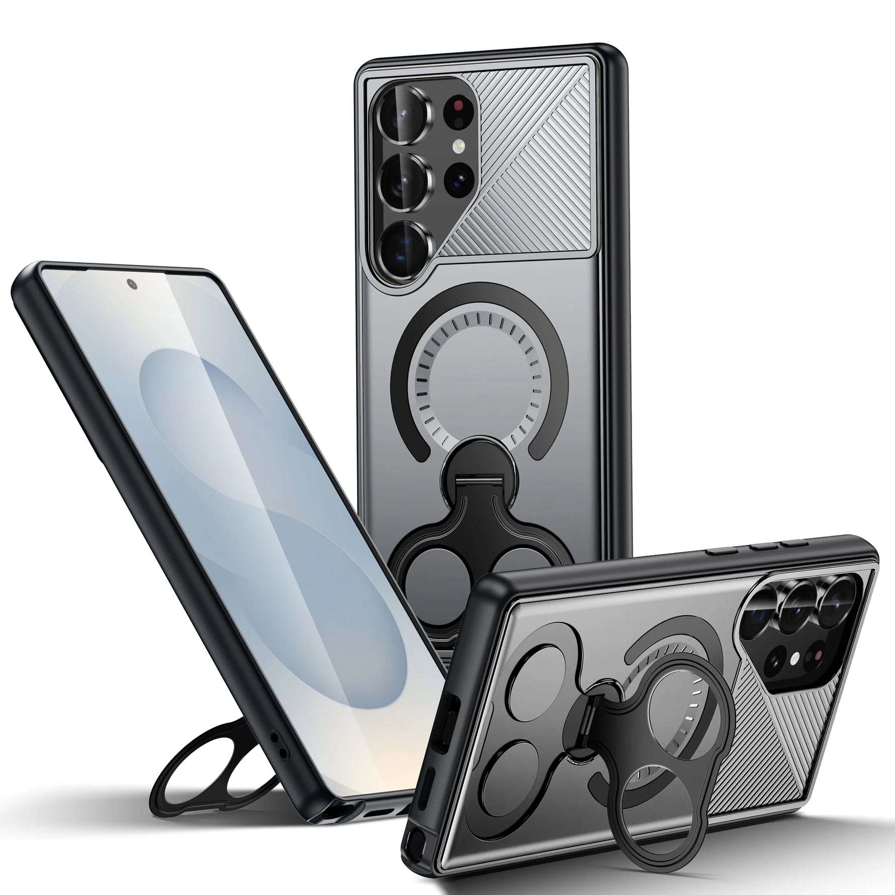 Heavy Duty Magnetic Case with Metal Ring Grip for Samsung Galaxy S24 Series