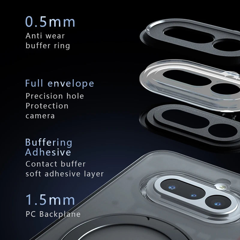 Nothing Phone 4a Translucent Anti-Fingerprint Magnetic Case with Ring Holder