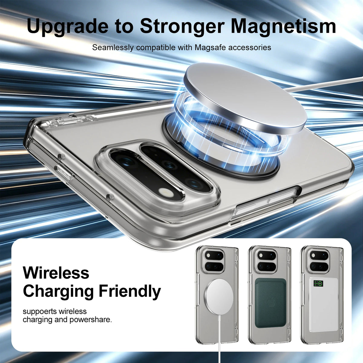 Transparent Fold Case with 360° Rotatable Ring for Google Pixel 11 Pro Fold