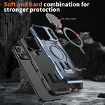 Shockproof Armor MagSafe Case with Lens Cover and Stand for iPhone 17 Series