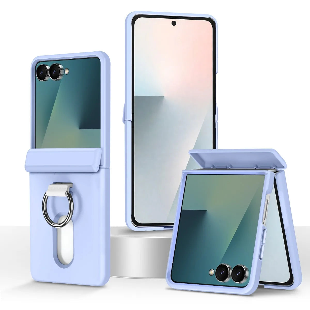 2-Card Wallet Flip Case with Rotating Finger Ring for Samsung Galaxy Z Flip 8