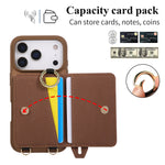 iPhone 17 Series Wallet Case with Crossbody Lanyard and Ring Holder