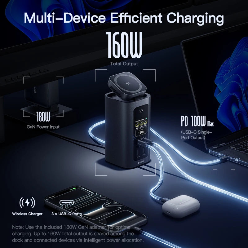 Baseus Spacemate RD1 Pro 15-in-1 USB-C Hub Docking Station with 4K HDMI and Wireless Charging
