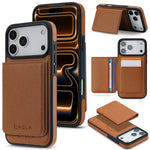 Luxury MagSafe Leather Case with Removable Multi Card Holder for iPhone 17 Series
