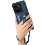 Wristband Leather Wallet Case with Card Slot and Strap Pocket Bag for Xiaomi Redmi Note 13 Series