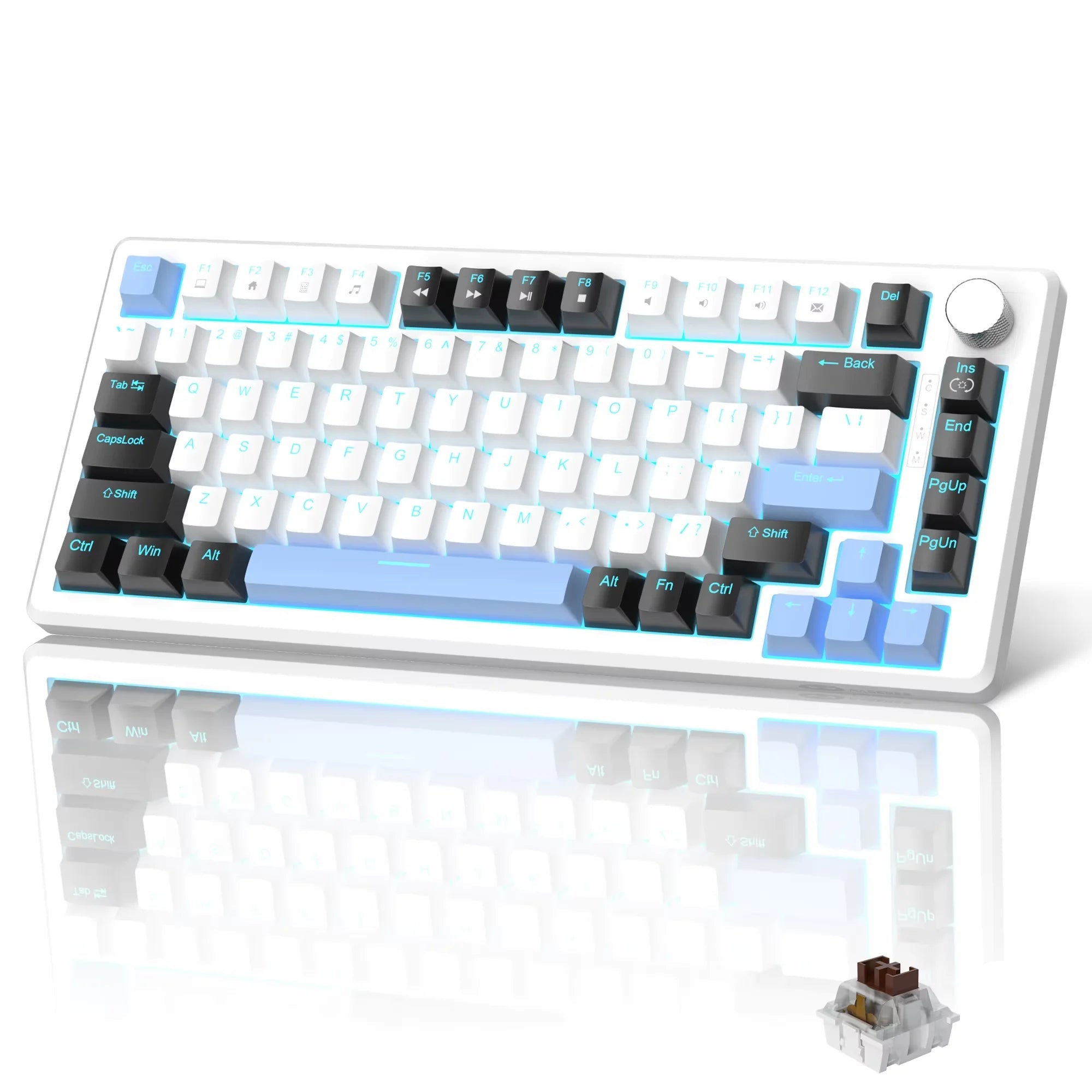 MageGee STAR75 Compact 75% Gaming Keyboard with Knob and Mechanical Switches