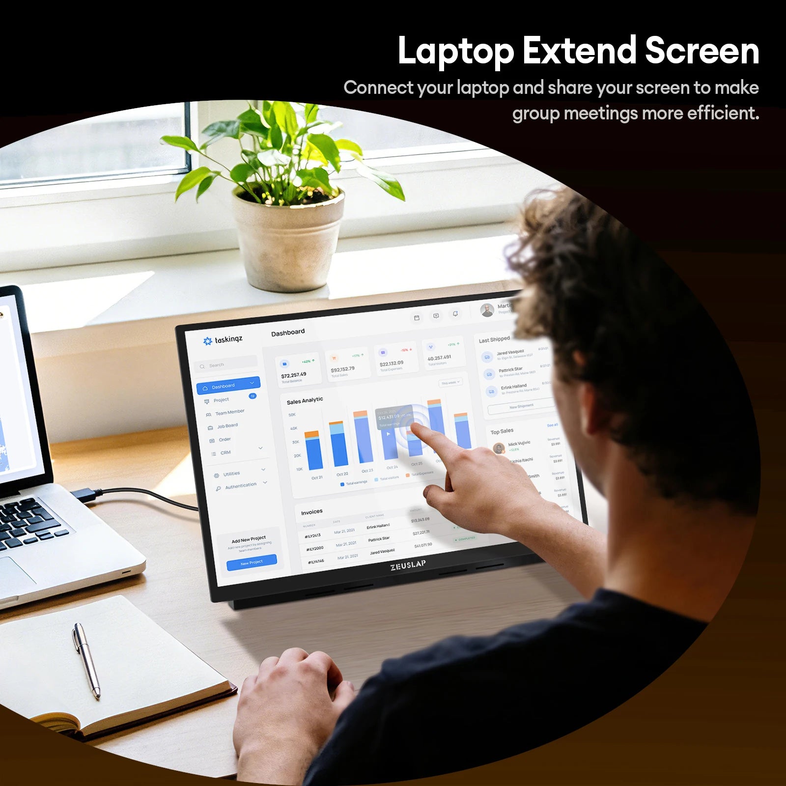 ZEUSLAP HM16 Plus 16 Inch Touchscreen Hub Portable Monitor