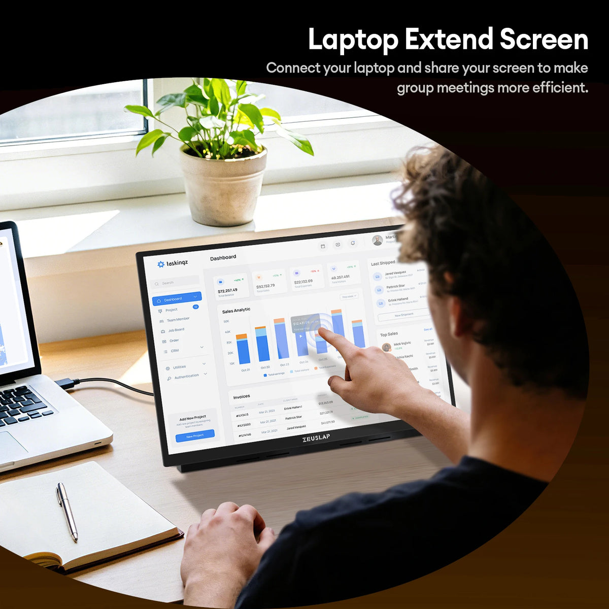 ZEUSLAP HM16 Plus 16 Inch Touchscreen Hub Portable Monitor