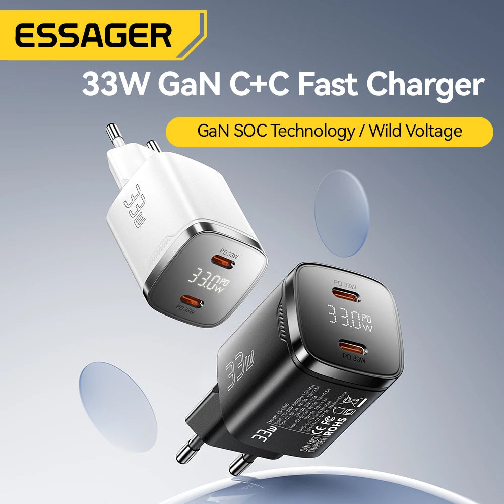 Essager 33W GaN Dual USB Type C Charger