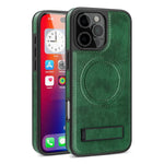 Stylish MagSafe Leather Case with Stand for iPhone 16 Series