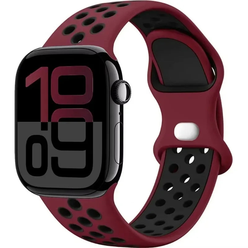 Breathable Silicone Band with Perforated Ventilation for Apple Watch