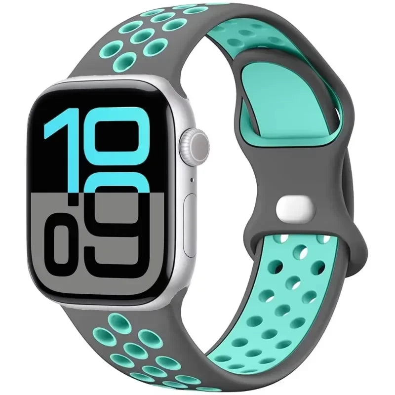 Breathable Silicone Band with Perforated Ventilation for Apple Watch