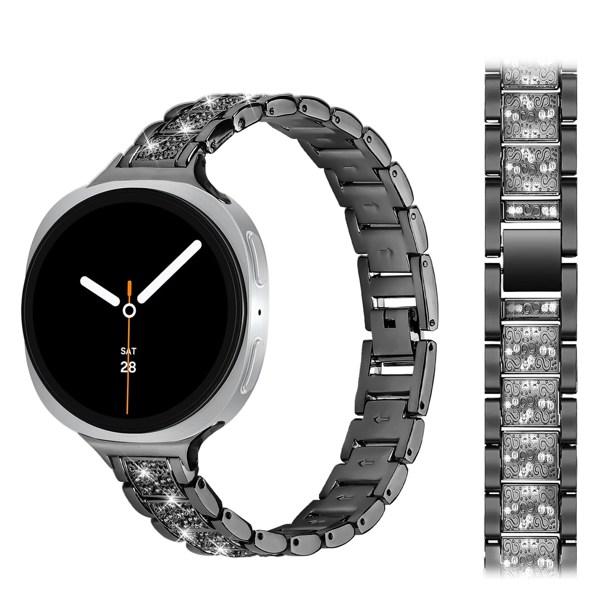 Diamond-Pattern Metal Link Bracelet with Quick-Release Attachment for Samsung Galaxy Watch 8 & Galaxy Watch 8 Classic