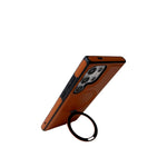 Magnetic Wireless Charging Leather Phone Case with Foldable Kickstand Holder for Samsung Galaxy S24 Series