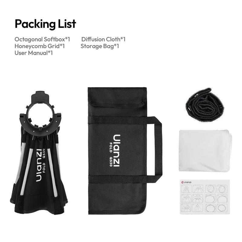 Ulanzi QS30 Foldable 30cm Softbox with Mini Bowens Mount