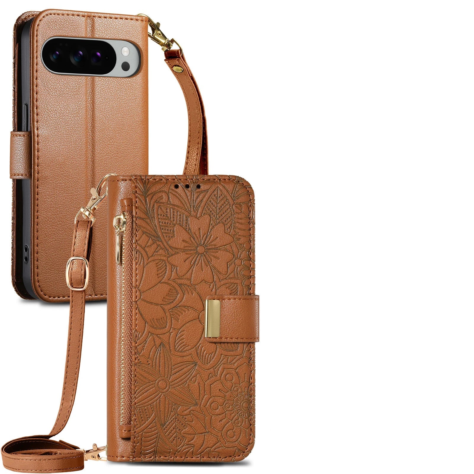 Crossbody Leather Wallet Case for Google Pixel 10 Series