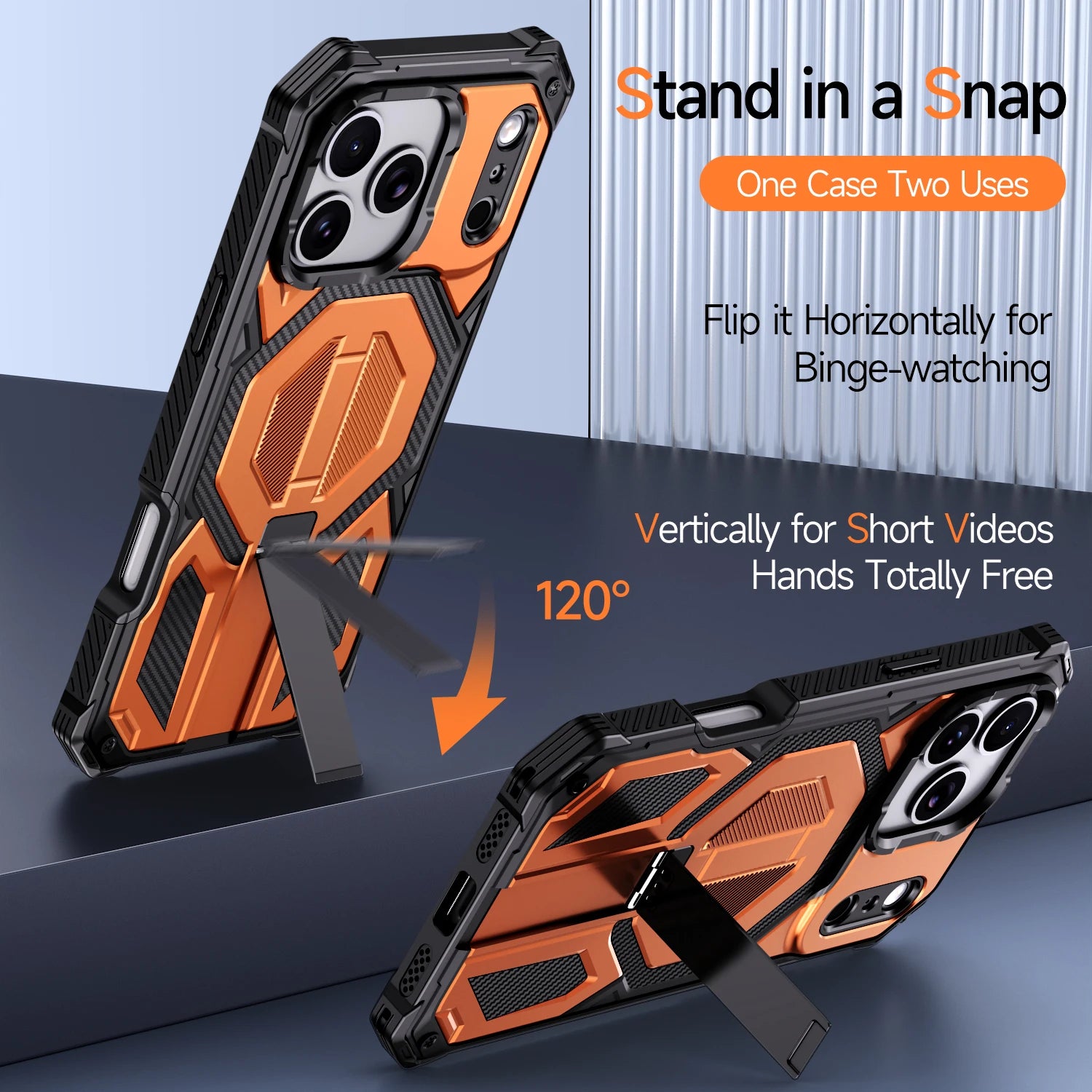 Heavy Duty Armor MagSafe Case with Metal Kickstand for iPhone 17 Series
