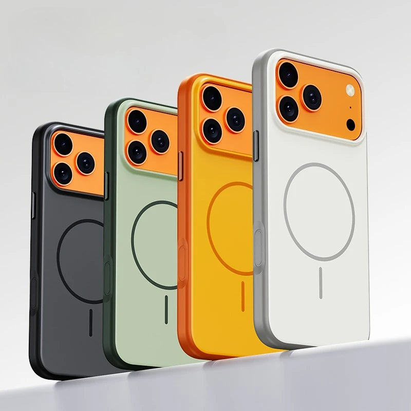 Matte PC MagSafe Case with Metal Buttons for iPhone 17 Series