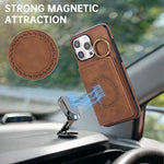 Crossbody Magnetic Leather Wallet Case for iPhone 15 Series