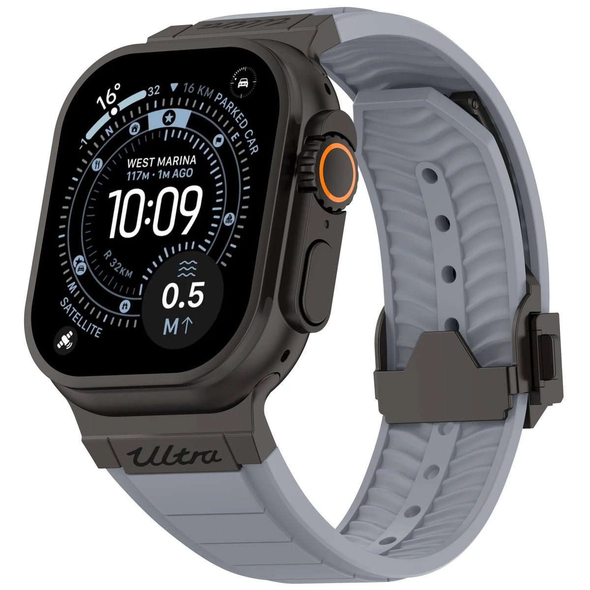 Fluororubber Sport Strap with Double-Press Clasp for Apple Watch