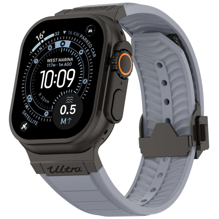 Fluororubber Sport Strap with Double-Press Clasp for Apple Watch