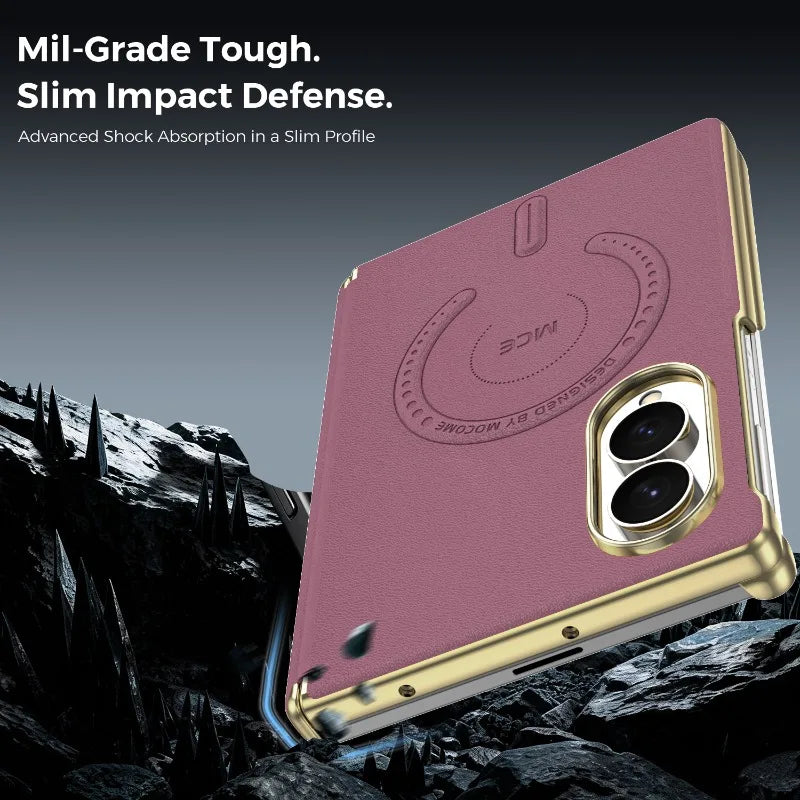 Embossed Leather Magnetic Hinge Shield Case for Samsung Galaxy Z Fold 8