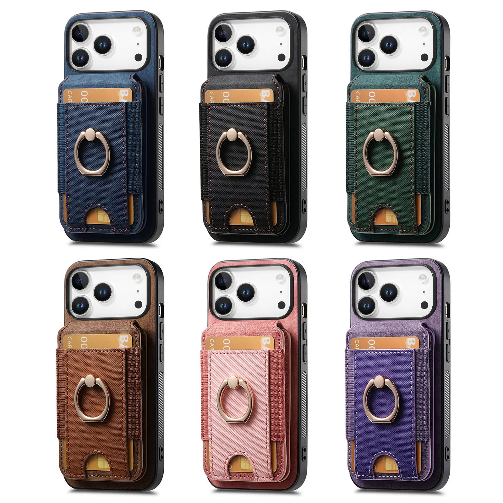 Premium 2-in-1 MagSafe Leather Wallet Case with Multi-Functional Card Holder & Ring for iPhone 17 Series