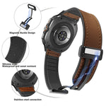 Leather and Silicone Watch Band with Magnetic Buckle for Samsung Galaxy Watch 9