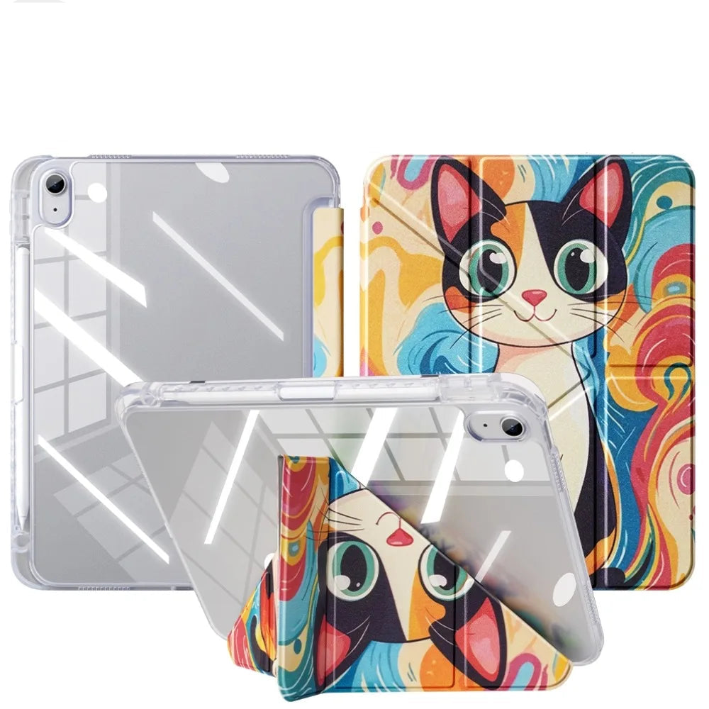 Transparent Auto Wake/Sleep Folio Case with Stylus Slot for iPad Air M3