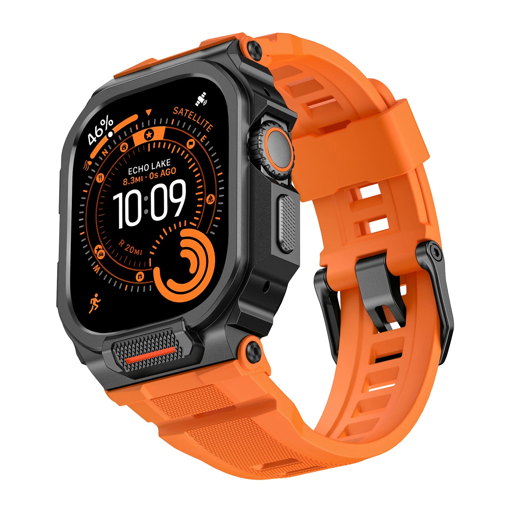 Heavy Duty Metal Bumper Case with Silicone Strap for Apple Watch Ultra