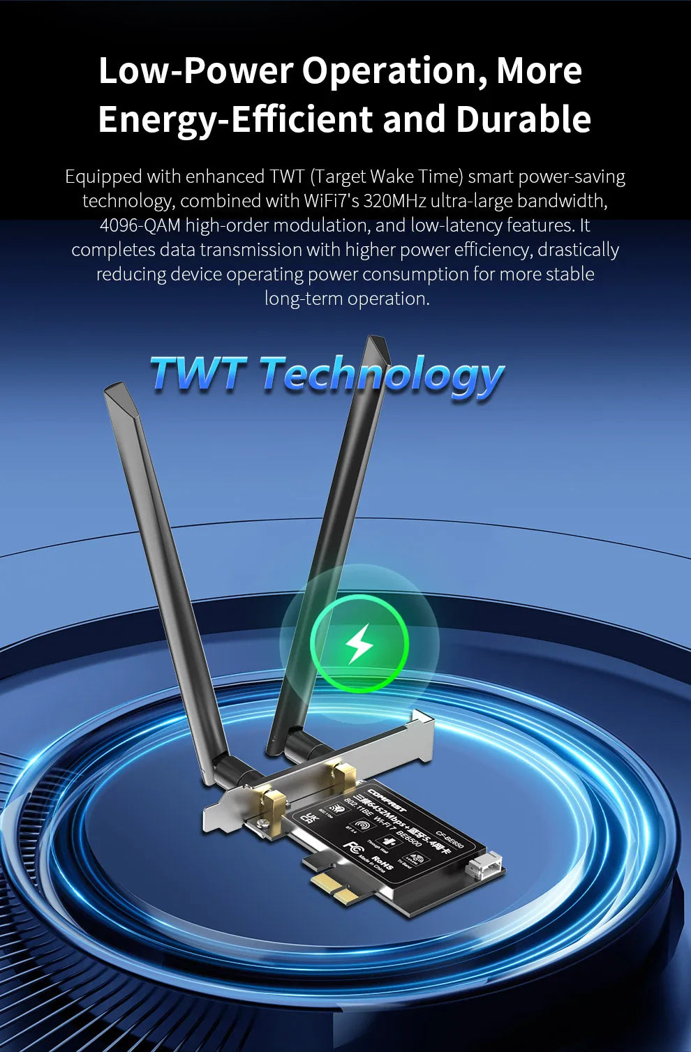 COMFAST CF-BE6500 WiFi 7 PCIe Network Card