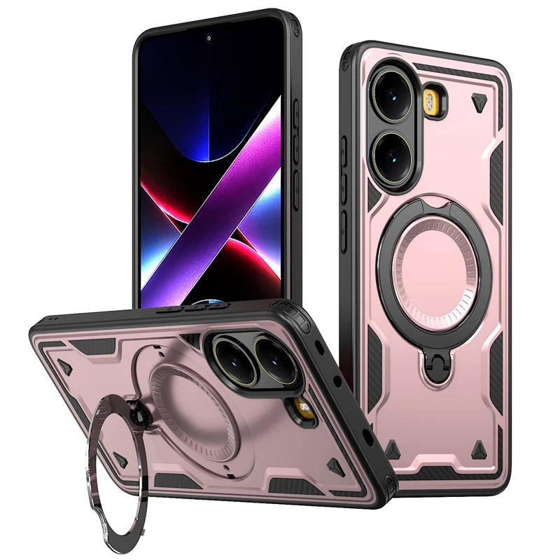 Shockproof Magnetic Hard PC + Soft TPU Case with Ring Stand for Xiaomi Redmi Turbo 4