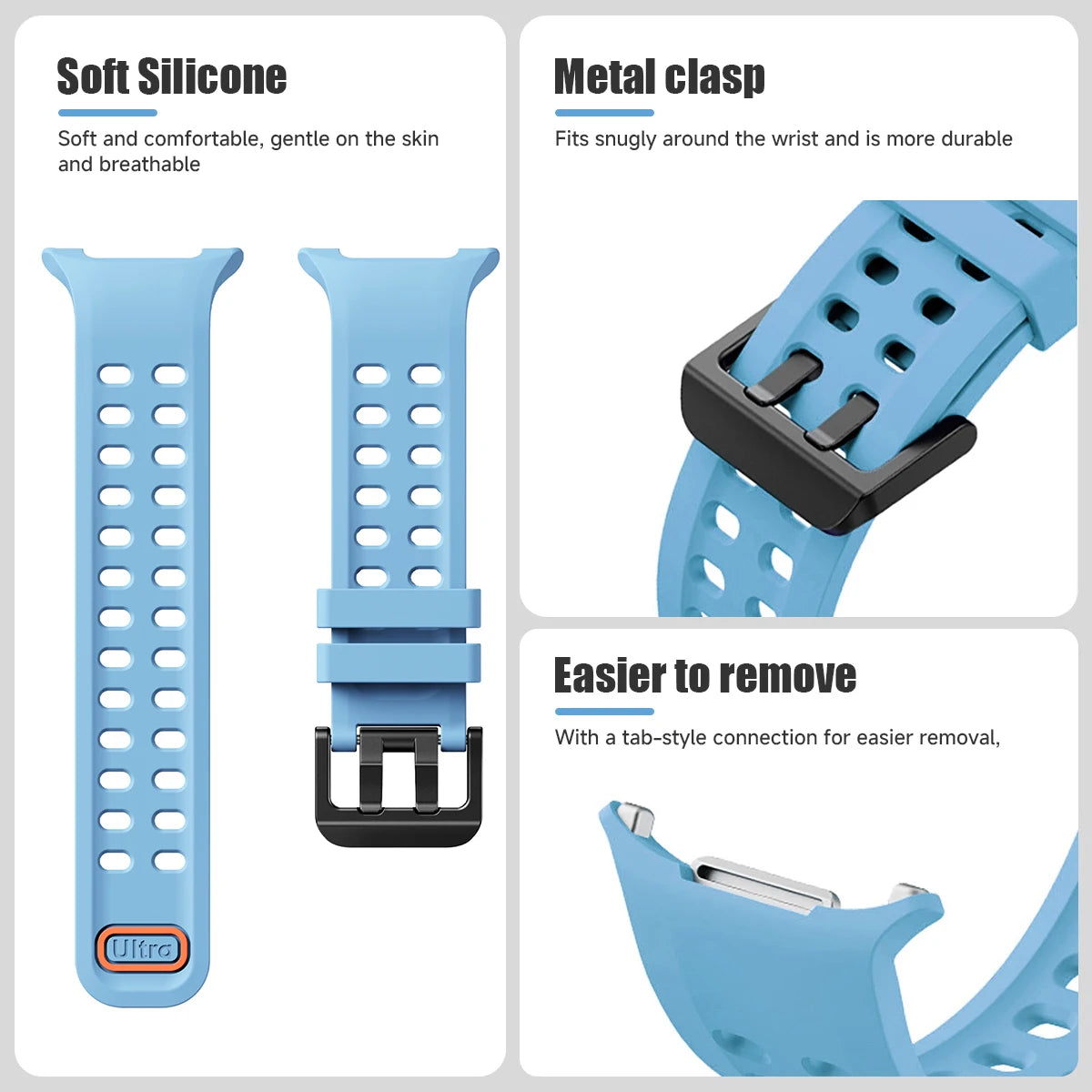 Perforated Silicone Sport Band with Quick-Release Tab for Samsung Galaxy Watch 9