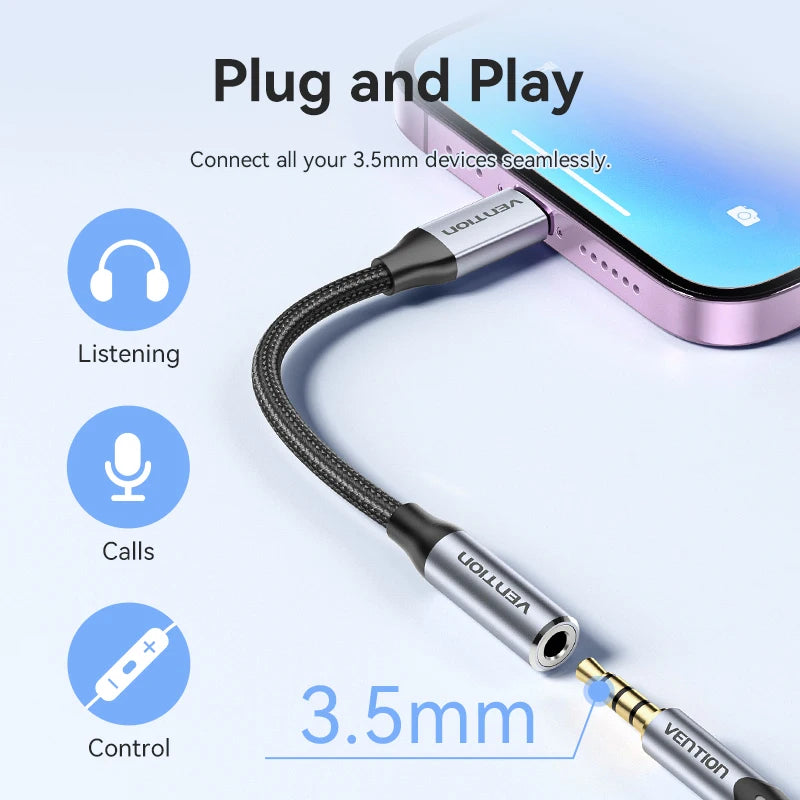 Vention Lightning to 3.5mm DAC Adapter