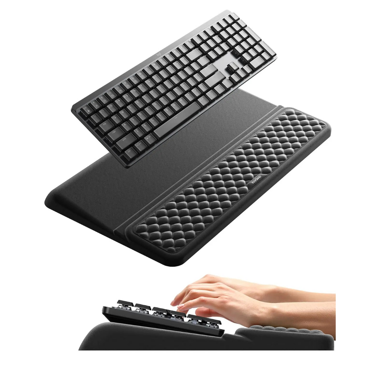 Dual-Angle Keyboard Riser With Quilted Wrist Pad
