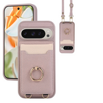 Lychee Grain Leather Crossbody Lanyard Case with Card Slot and Ring Holder for Google Pixel 10 Series