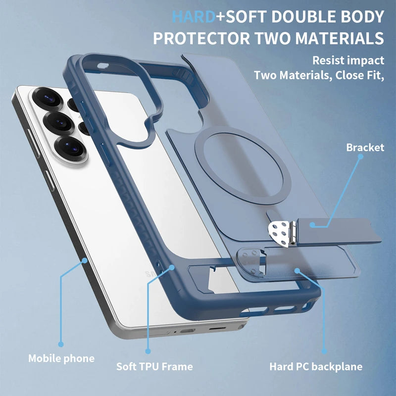Anti-Fingerprint Hybrid Case with Stand for Samsung Galaxy S26 Series