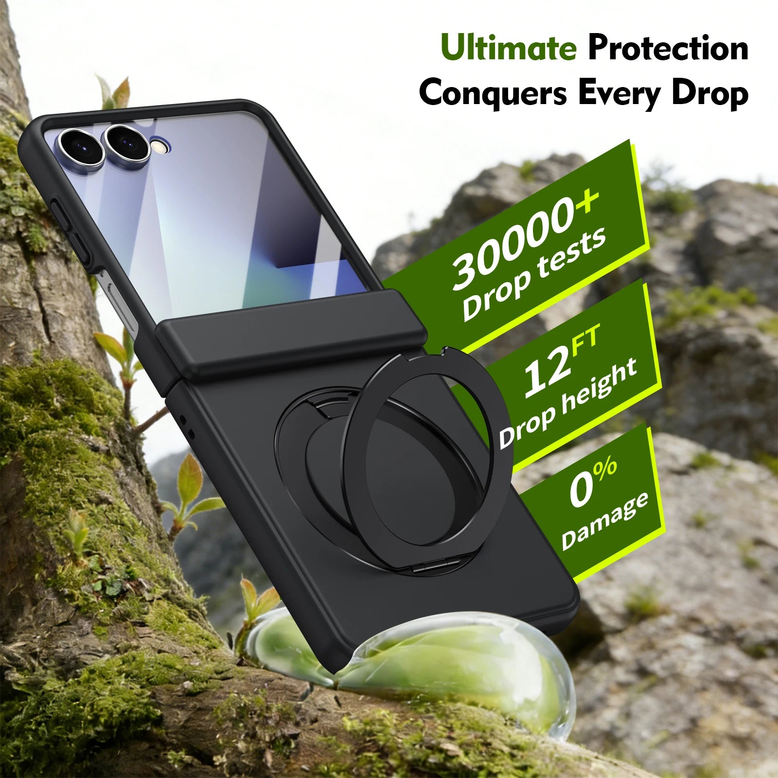 Protective Magnetic Phone Case With Rotating Ring Holder for Galaxy Z Flip 7