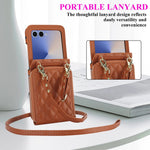 Shockproof Leather Crossbody Case with Lanyard and Wallet Pouch for Samsung Galaxy Z Flip 7