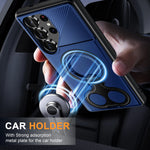 Heavy Duty Magnetic Case with Metal Ring Grip for Samsung Galaxy S24 Series