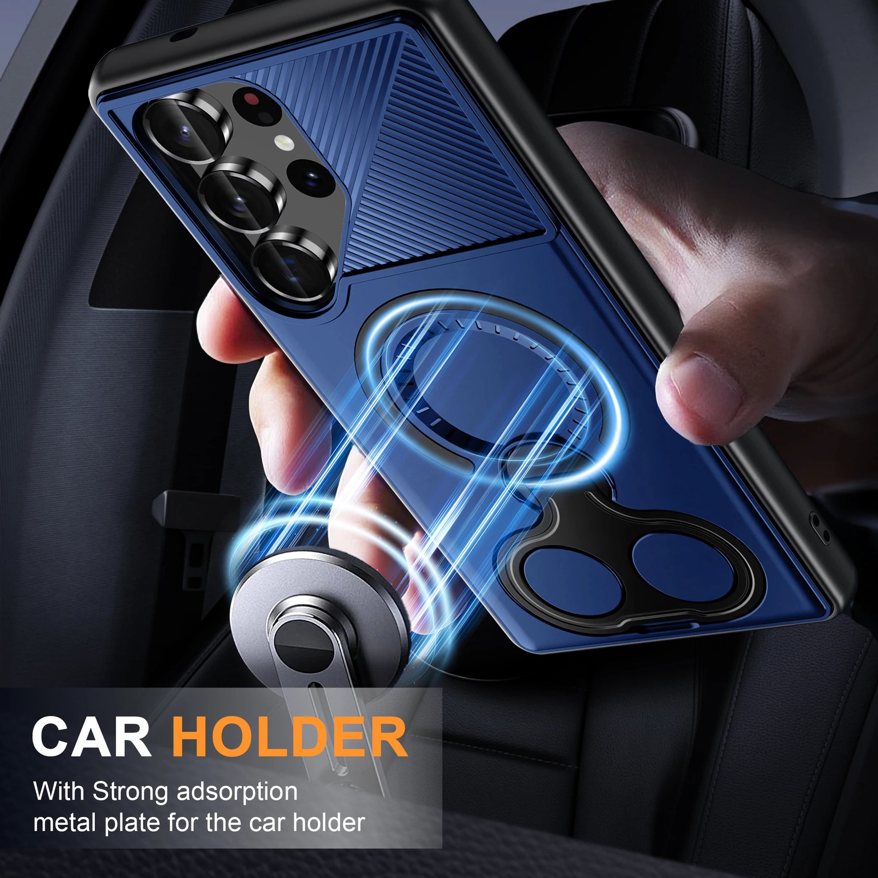 Heavy Duty Magnetic Case with Metal Ring Grip for Samsung Galaxy S24 Series