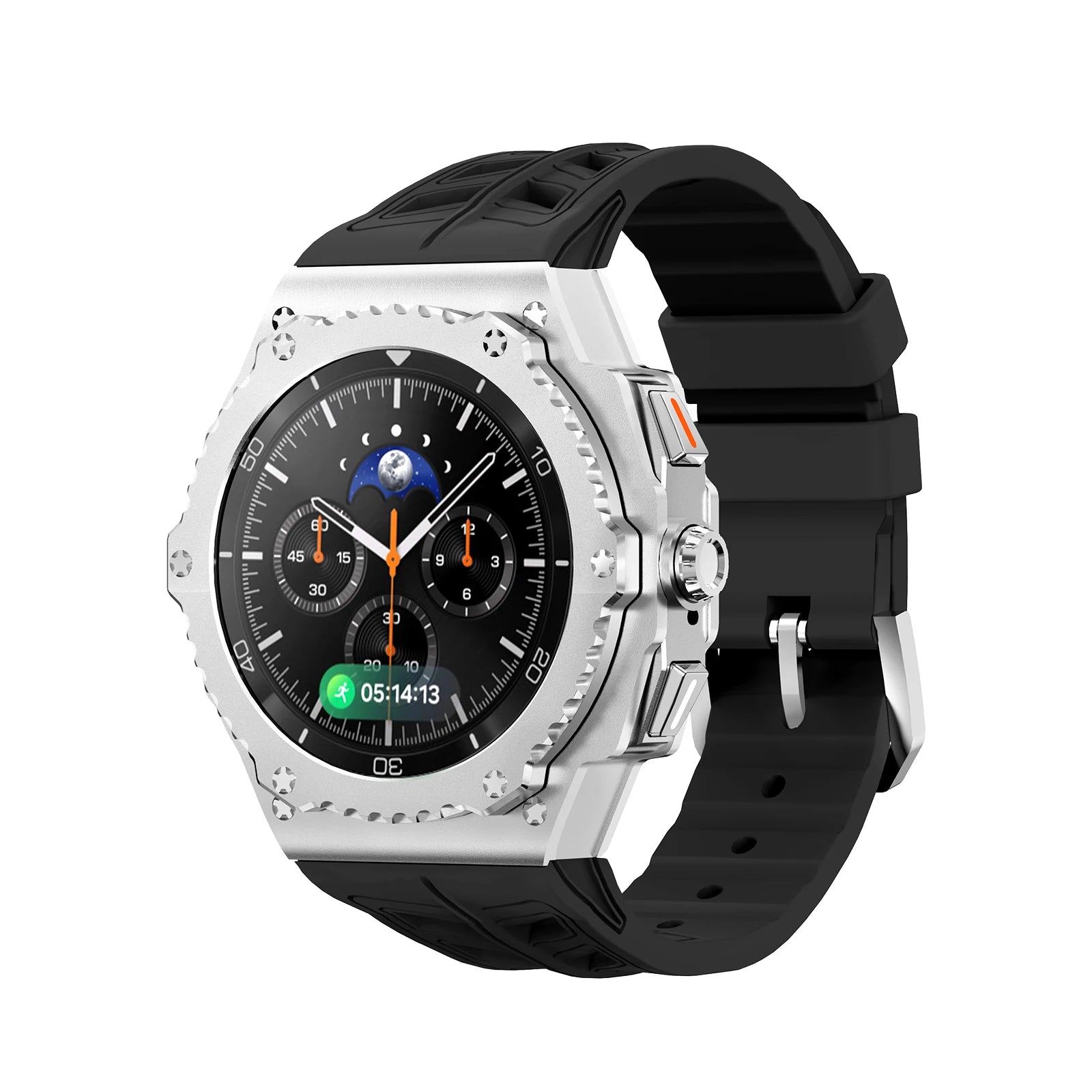 Luxury Stainless Steel Tactical Case and Silicone Sport Band Modification Kit for Samsung Galaxy Watch 8 Classic