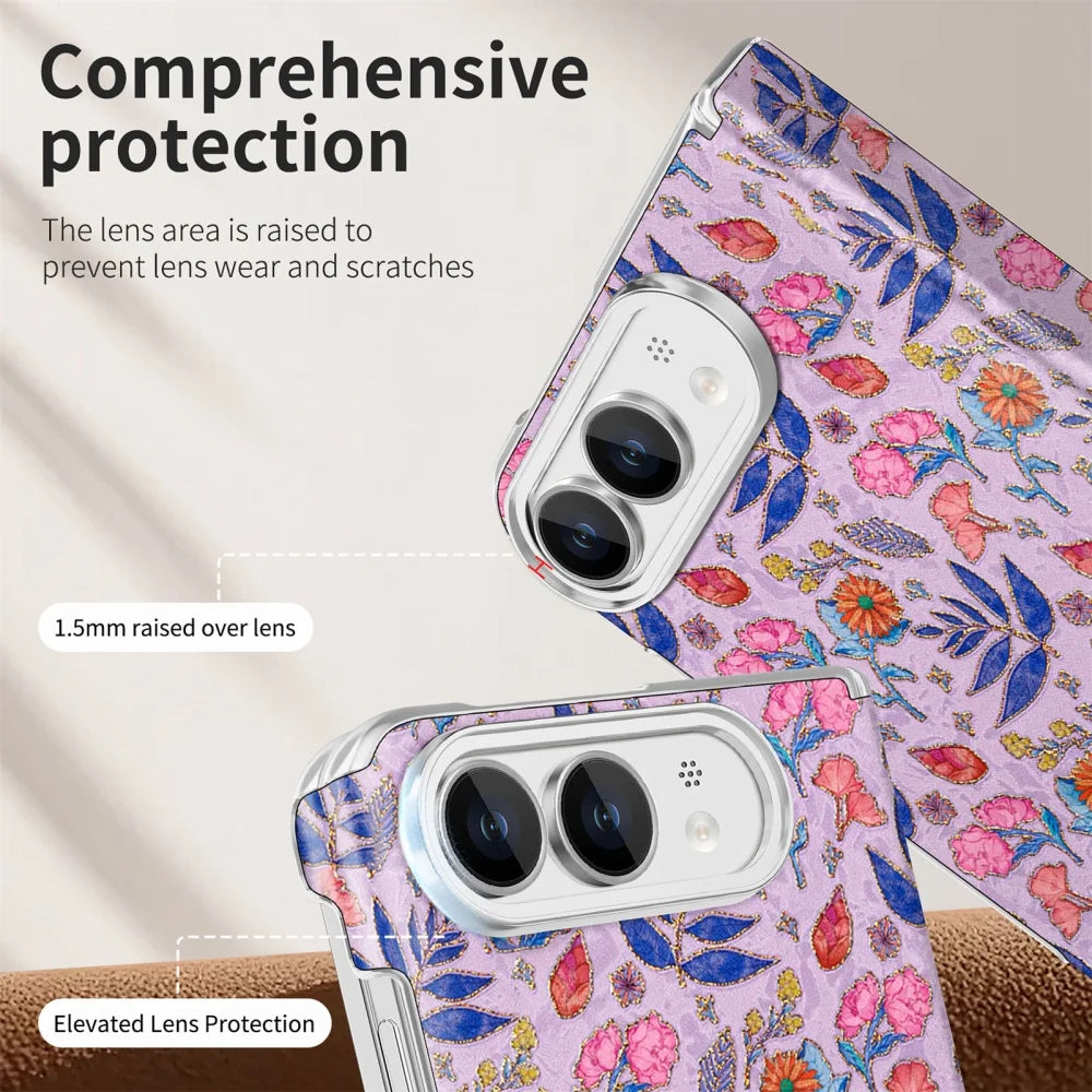 Dual-Axis Hinge Protection Floral MagSafe Case for iPhone Duo