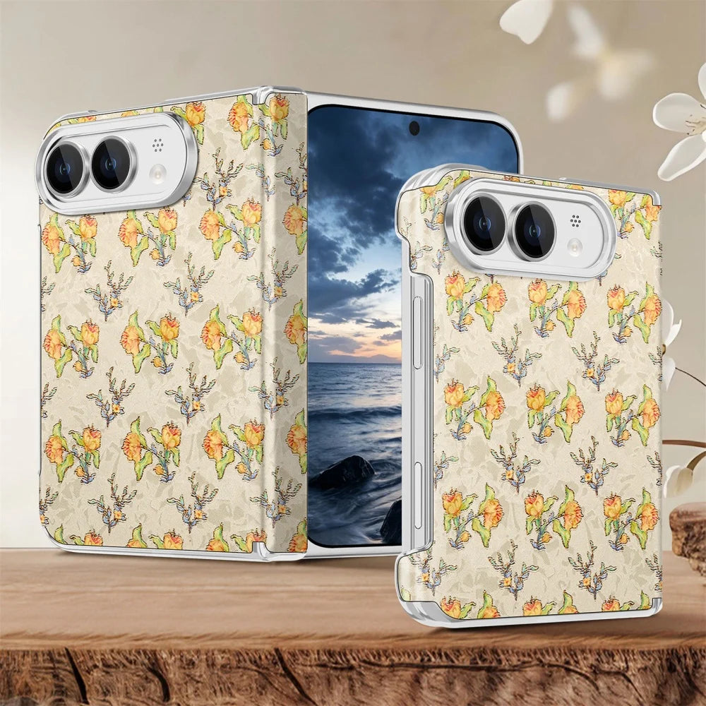 Dual-Axis Hinge Protection Floral MagSafe Case for iPhone Duo